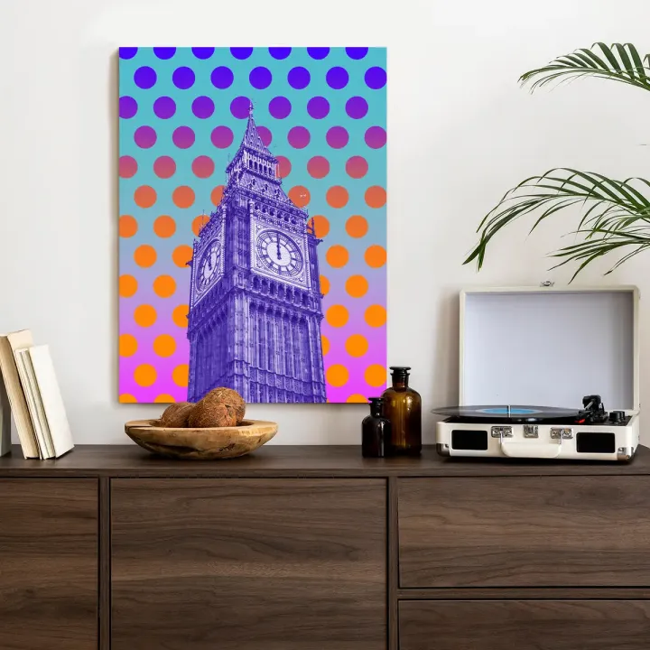 Plakat Big Ben – Londyn w Stylu Pop Art z Kropkami