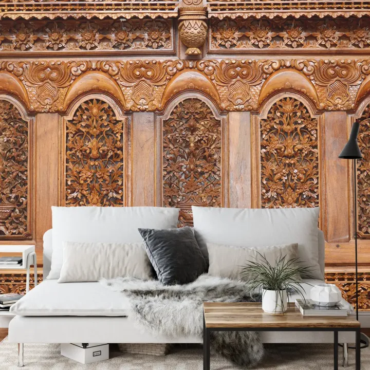 Fototapeta Roślinne Ornamenty – Sztuka Dekoracyjna w Stylu Etnicznym