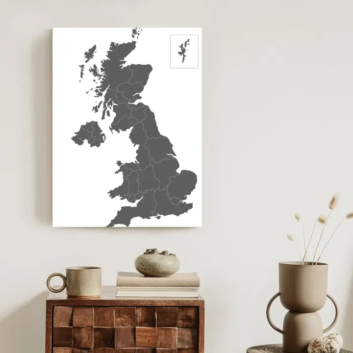 Plakat Podział Administracyjny Wielkiej Brytanii – Mapa Regionów i Krajów