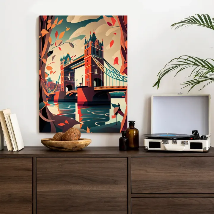 Plakat Tower Bridge – Abstrakcyjna Ilustracja Londynu