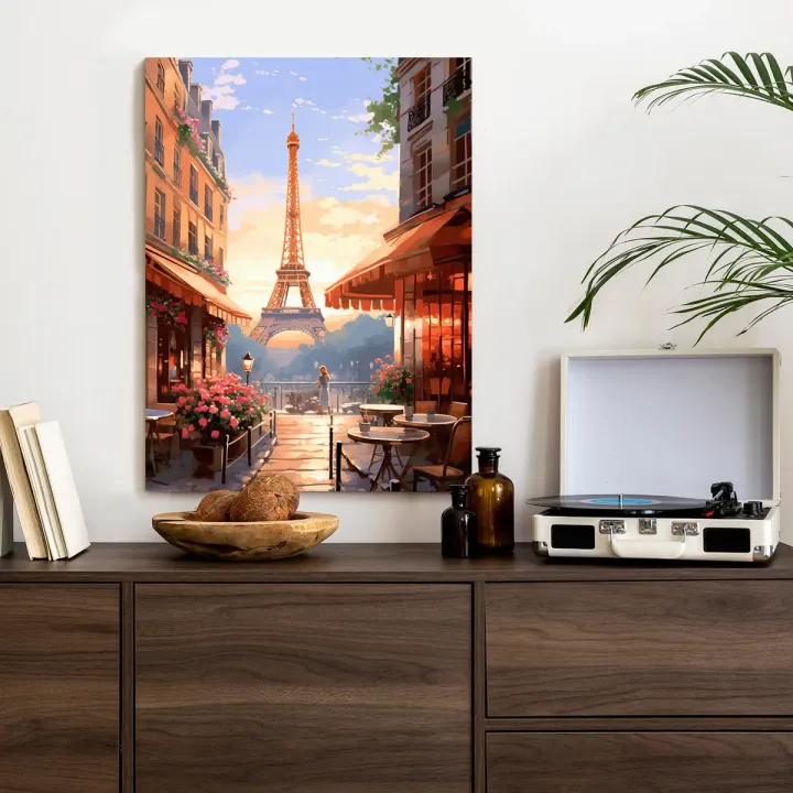 Plakat Malownicze Kawiarenki Paryża – Architektura i Klimat Francji