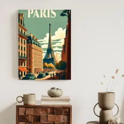 Plakat Retro Pocztówka z Paryża – Wieża Eiffla i Bulwary