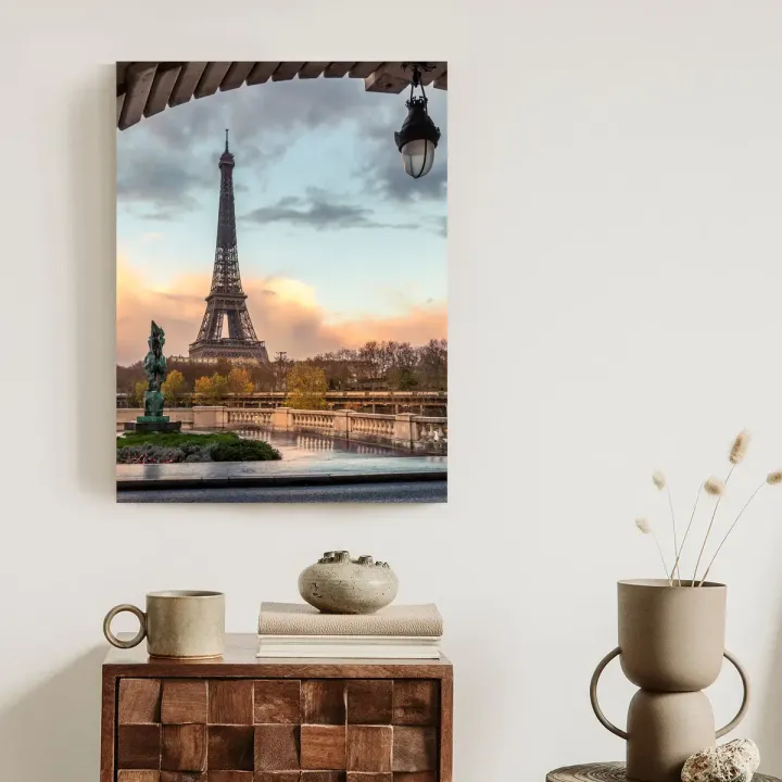 Plakat Widok Na Wieżę Eiffla – Paryż i Most Bir Hakeim