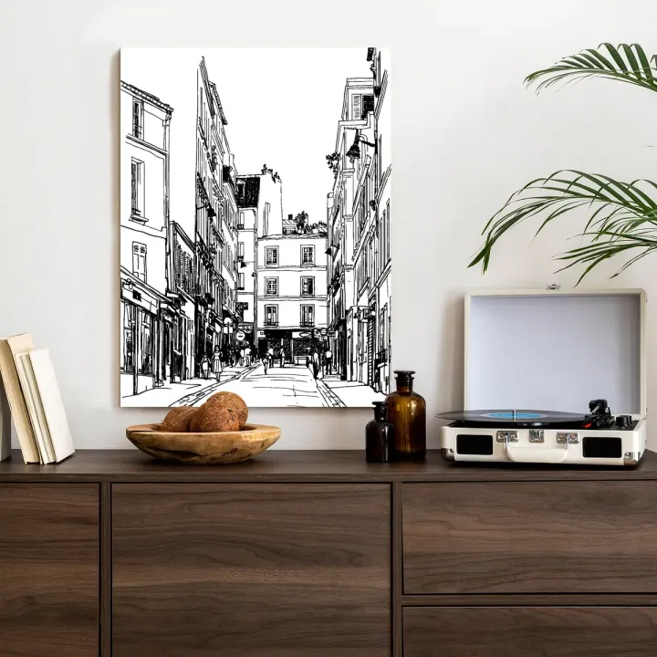 Plakat Uliczka Przy Montmartre – Szkic Paryskiej Architektury
