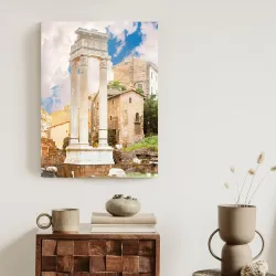 Plakat Kolumna W Świątyni Apollina Sozjanusa – Starożytne Ruiny i Architektura Antyczna