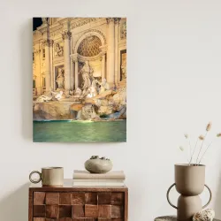 Plakat Fontanna Di Trevi – Rzymska Architektura Barokowa Nocą
