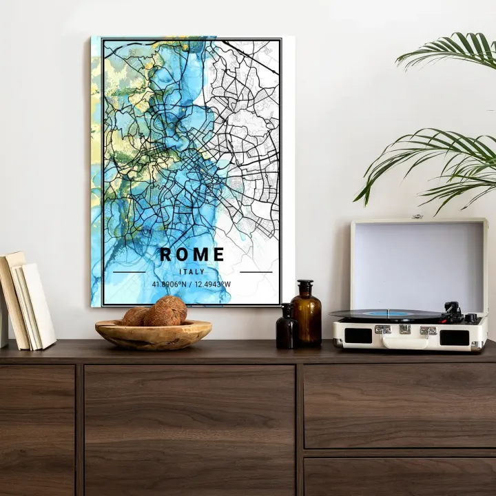 Plakat Mapa Rzymu – Abstrakcyjna Kartografia Wiecznego Miasta