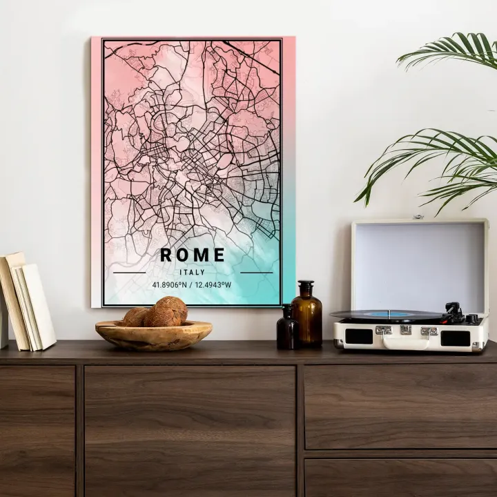 Plakat Mapa Rzymu – Akwarelowa Kartografia Wiecznego Miasta