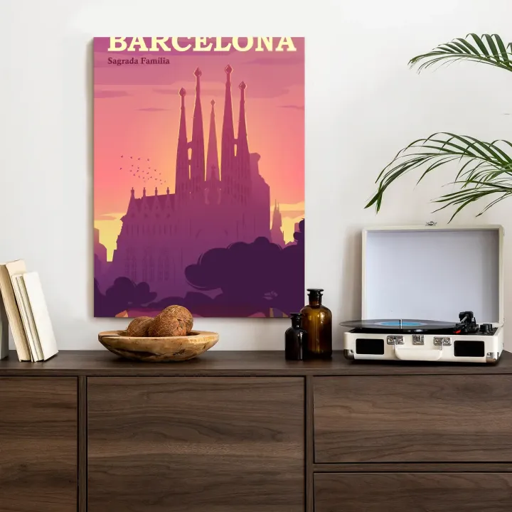 Plakat Barcelona – Sagrada Familia o Zachodzie Słońca