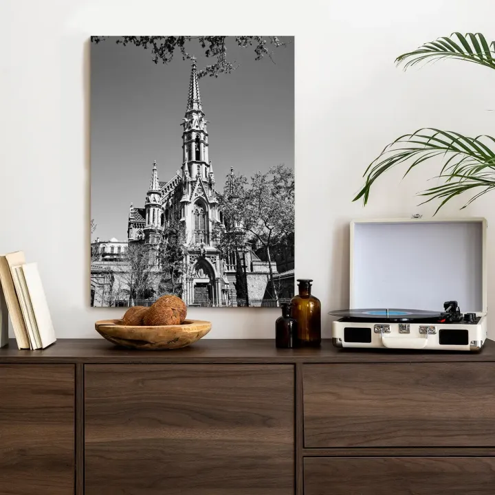 Plakat Czarno Kościół w Barcelonie – Architektura Gotycka Katedry
