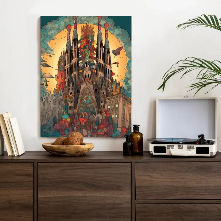 Plakat Abstrakcyjna Koncepcja – Sagrada Familia i Modernizm Kataloński