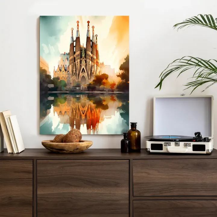 Plakat Sagrada Familia – Akwarelowa Wizja Gaudiego