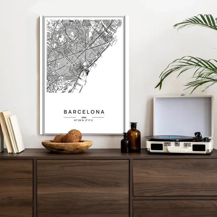 Plakat Mapa Miasta Barcelona – Architektura i Urbanistyka Hiszpanii