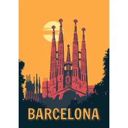 Plakat Barcelona – Sagrada Familia o Zachodzie Słońca – produkt
