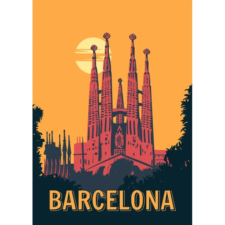 Plakat Barcelona – Sagrada Familia o Zachodzie Słońca – produkt