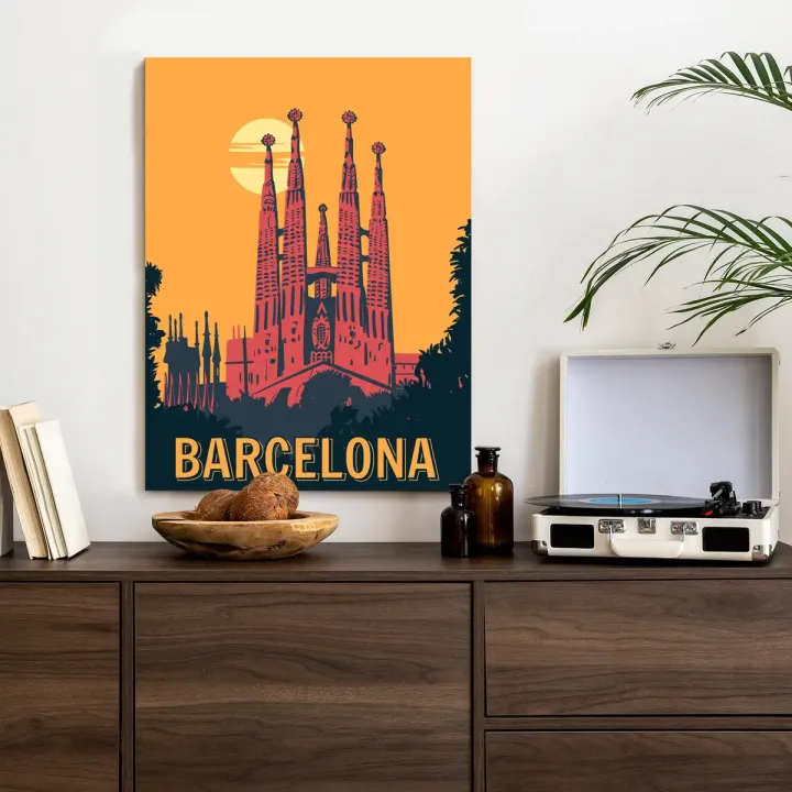 Plakat Barcelona – Sagrada Familia o Zachodzie Słońca