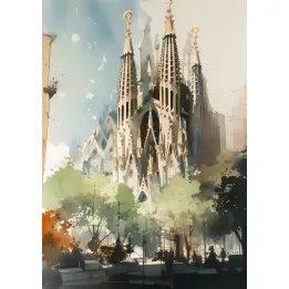 Plakat Abstrakcyjna Ilustracja – Sagrada Familia w Barcelonie – produkt