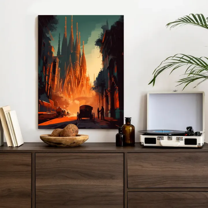 Plakat Sagrada Familia – Barcelona o Zachodzie Słońca