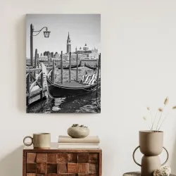 Plakat Wenecja – Gondola i Architektura Miejska w Czerni i Bieli