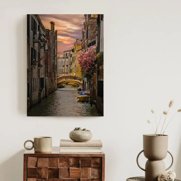 Plakat Wenecja – Kanał i Gondola o Zachodzie Słońca
