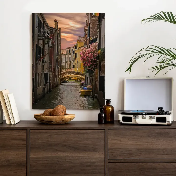 Plakat Wenecja – Kanał i Gondola o Zachodzie Słońca
