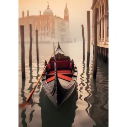 Plakat Wenecja – Gondola na Kanale w Mglistym Krajobrazie – produkt