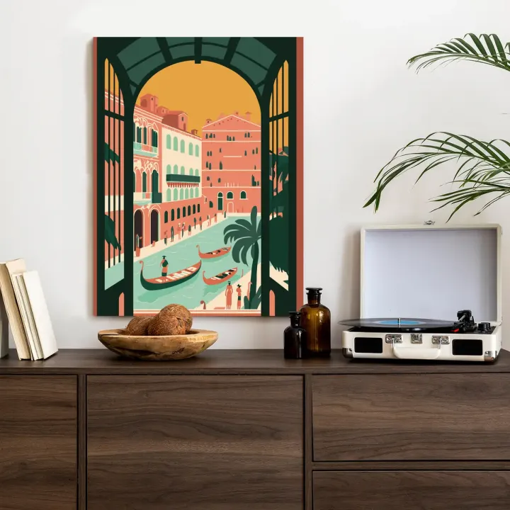 Plakat Gondole Na Weneckim Canal Grande – Wenecja i Architektura Włoch