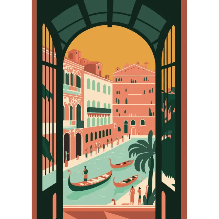 Plakat Gondole Na Weneckim Canal Grande – Wenecja i... – Odcienie bieli i brązu | Dekoran.pl