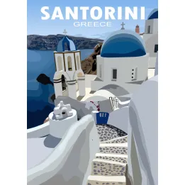 Plakat Typowe Greckie Budynki – Architektura Santorini i Cyklady – produkt