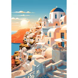 Plakat Zachód Słońca – Santorini i Architektura Grecka – produkt