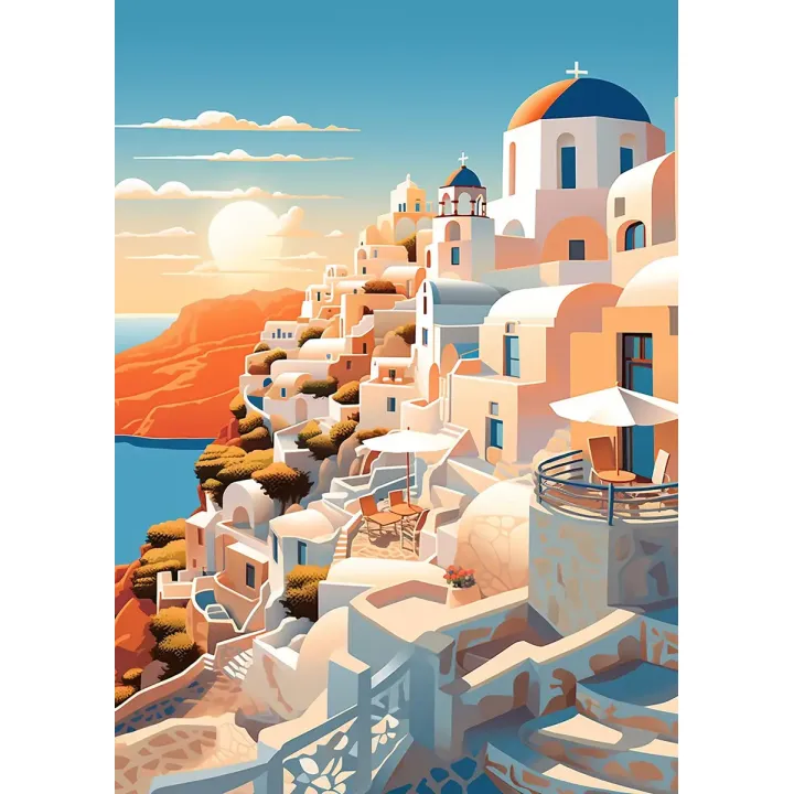 Plakat Zachód Słońca – Santorini i Architektura Grecka – produkt