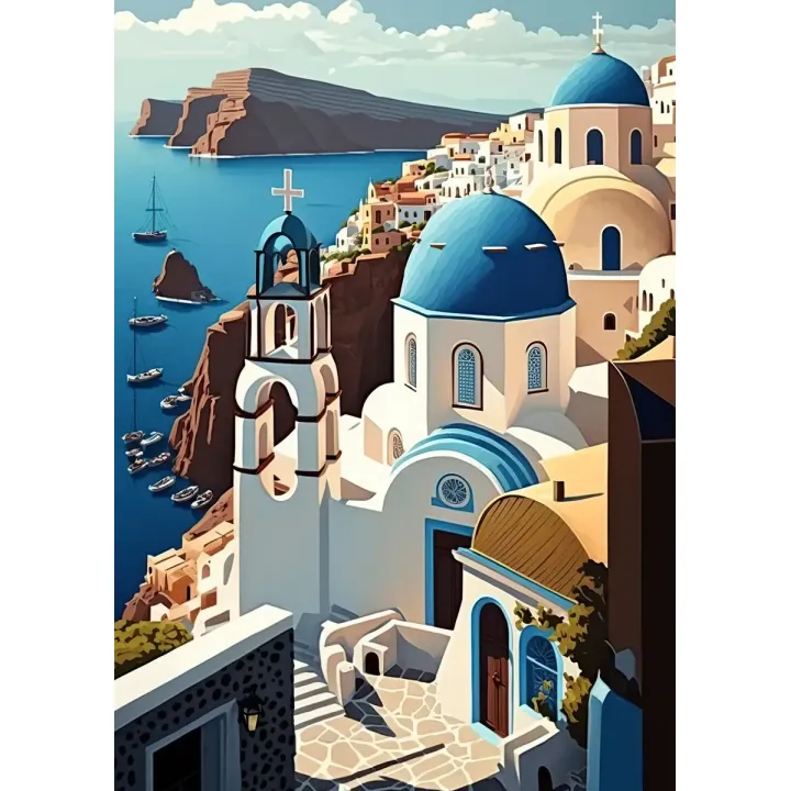 Plakat Architektura Santorini – Widok na Morze Egejskie i Cyklady – produkt