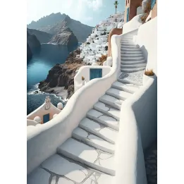 Plakat Urocza Grecka Architektura – Santorini i Białe Domy Cyklad – produkt