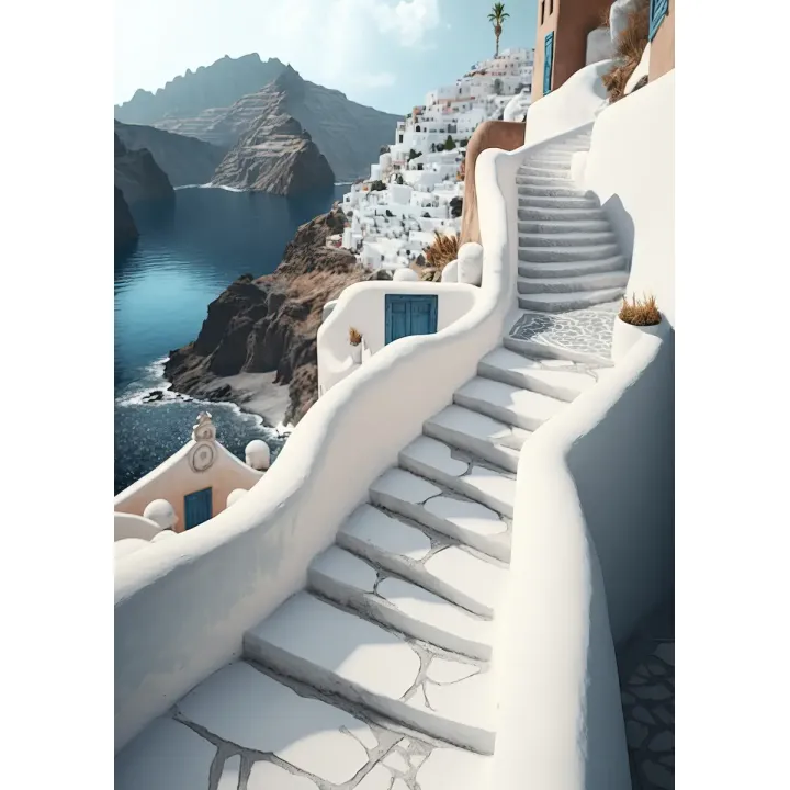 Plakat Urocza Grecka Architektura – Santorini i Białe Domy Cyklad – produkt