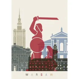 Plakat Kolorowe Sylwetki Architektury – Warszawa i Syrenka Warszawska – produkt
