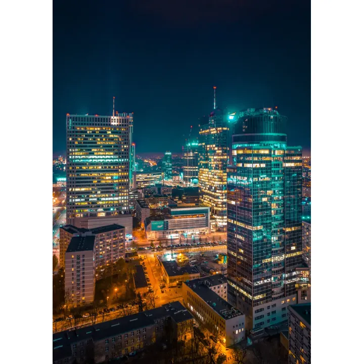 Plakat Warszawa Nocą – Panorama Stolicy z Lotu Ptaka – produkt