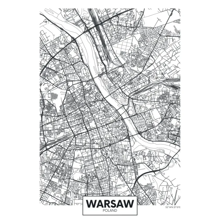 Plakat Warszawa – Szczegółowa Mapa Stolicy Polski – produkt