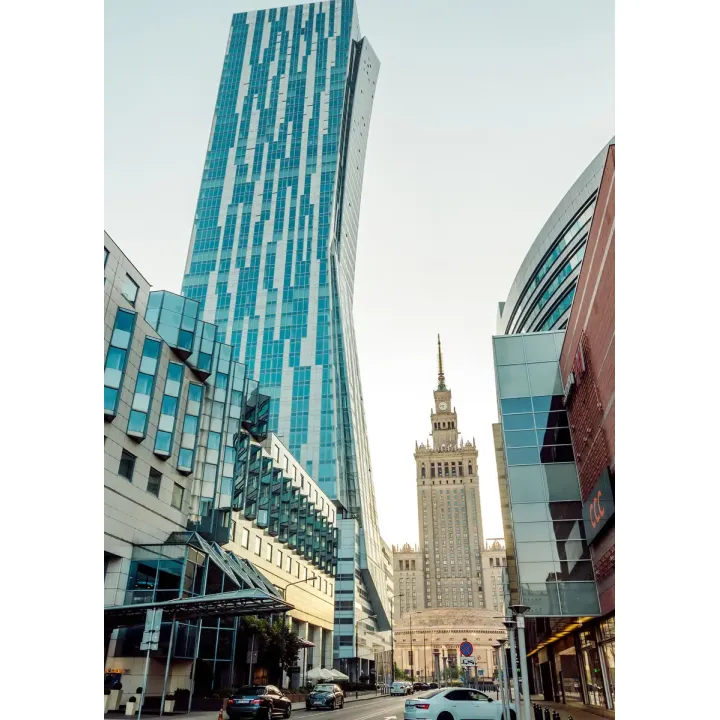 Plakat Widok na Wieżowce – Architektura Warszawy i Pałac Kultury – produkt
