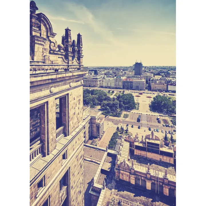 Plakat Warszawa w Stylu Retro – Architektura Stolicy i Plac Publiczny – produkt