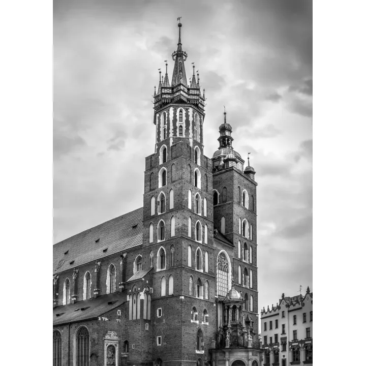 Plakat Czarno-Biała Fotografia – Kościół Mariacki w Krakowie – produkt