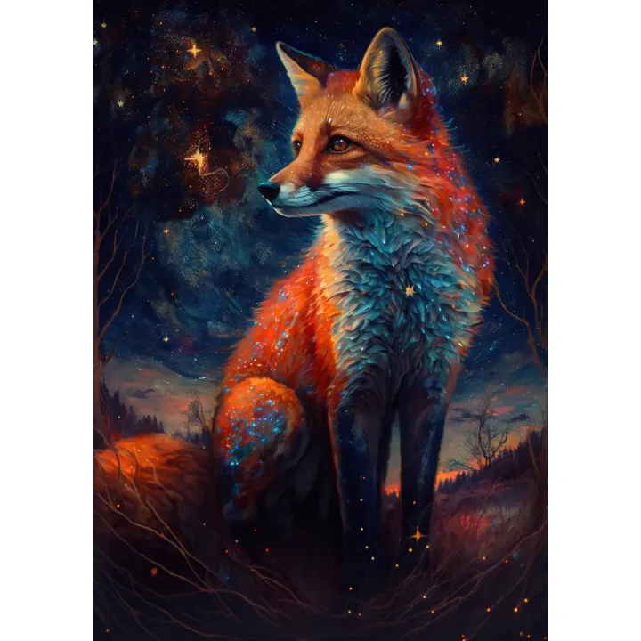 Plakat Magiczny Lis – Nocny Las i Gwiazdy – produkt