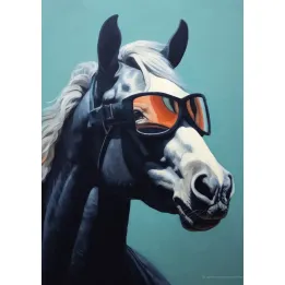 Plakat Koń w Okularach – Portret Zwierzęcia w Stylu Retro – produkt