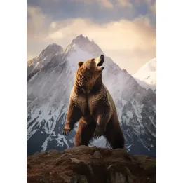 Plakat Niedźwiedź Grizzly – Dzika Przyroda Alaski w Zimowej Scenerii – produkt