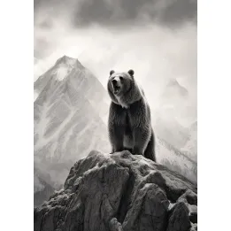 Plakat Niedźwiedź Grizzly – Dzika Przyroda w Górskim Krajobrazie – produkt