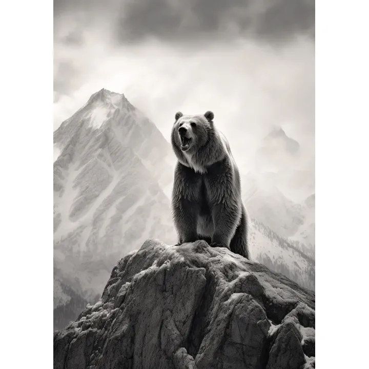 Plakat Niedźwiedź Grizzly – Dzika Przyroda w Górskim Krajobrazie – produkt