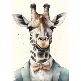 Plakat Żyrafa w Muszce – Elegancki Portret Zwierzęcia Sawanny – produkt