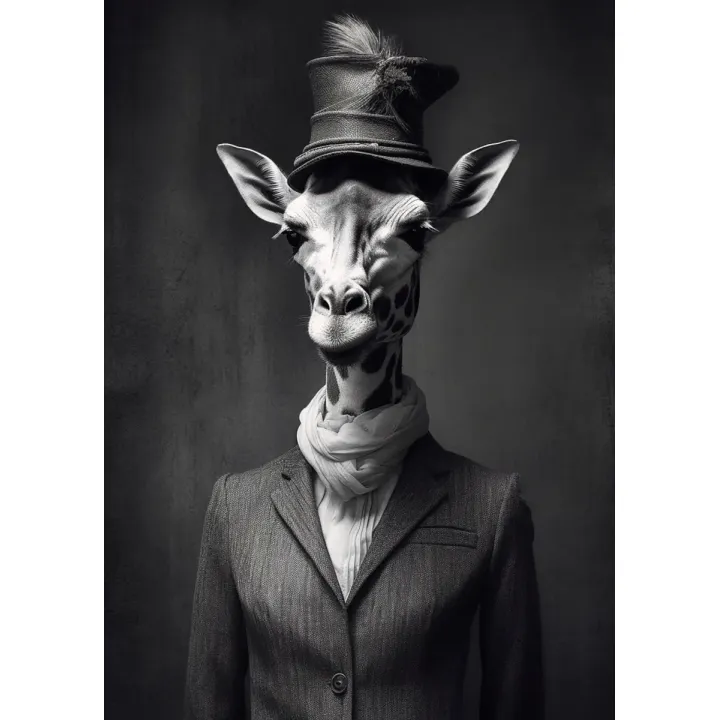 Plakat Elegancka Żyrafa – Portret w Stylu Vintage – produkt