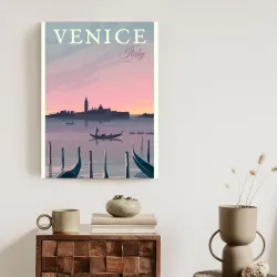 Plakat Zachód Słońca w Wenecji – Gondole i Panorama Miasta