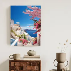Plakat Santorini – Błękitne Morze i Architektura Cykladzka