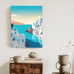 Plakat Santorini – Błękitne Morze Egejskie i Grecka Architektura